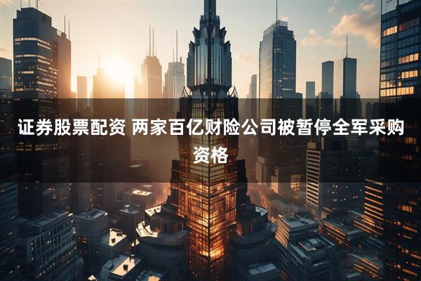 证券股票配资 两家百亿财险公司被暂停全军采购资格